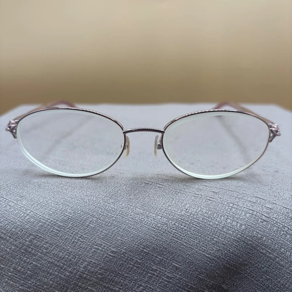 Tres Jolie 60 Blush Oval Eyeglass framed Metallic Pink 52-17-135 Y2K Coquette